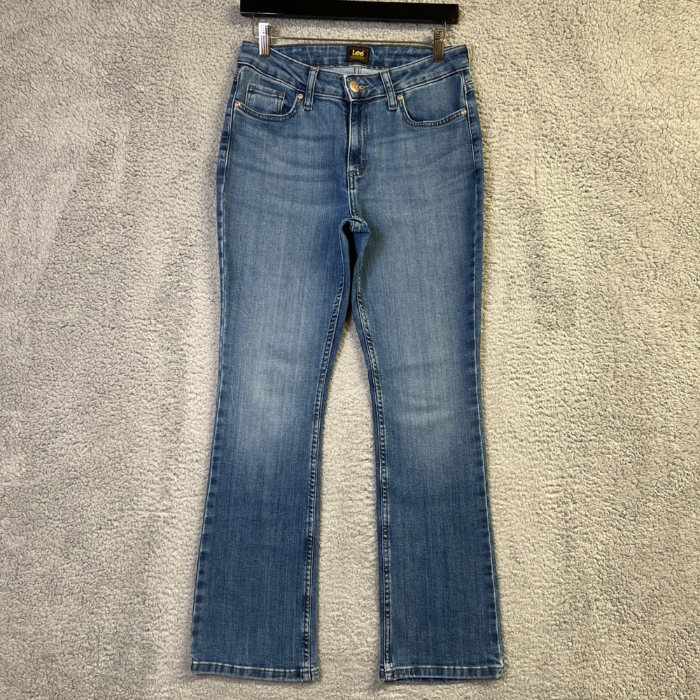 Lee Bootcut Jeans Women Sz 6S/C Blue Denim Medium Wash Mid Rise Stretch Western